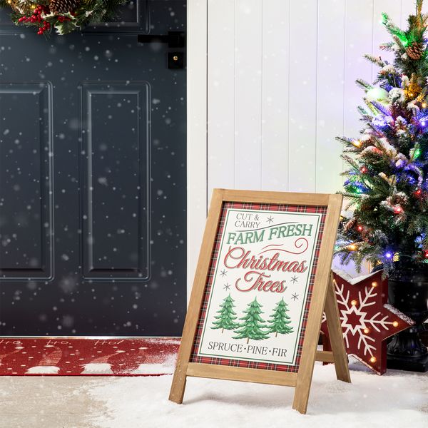 24”H Christmas A-Frame Free Standing Porch Welcome Sign