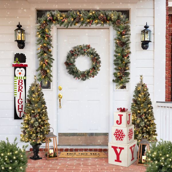 32"H Christmas Wooden Block JOY Porch Sign - 2 colors available