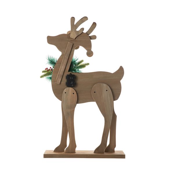 36"H Christmas Lighted Wooden Reindeer Porch Decor with Timer