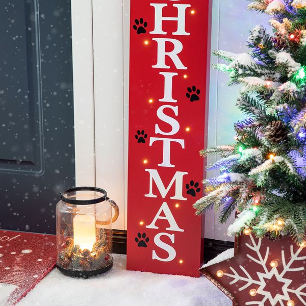 42''H Wooden Lighted "CHRISTMAS" Porch Sign with Timer