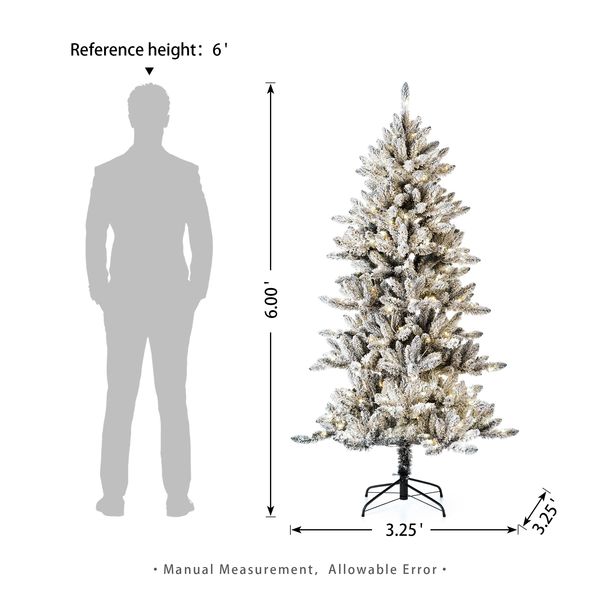 6ft Pre-Lit Flocked Fir Artificial Christmas Tree with 300 Warm White Lights