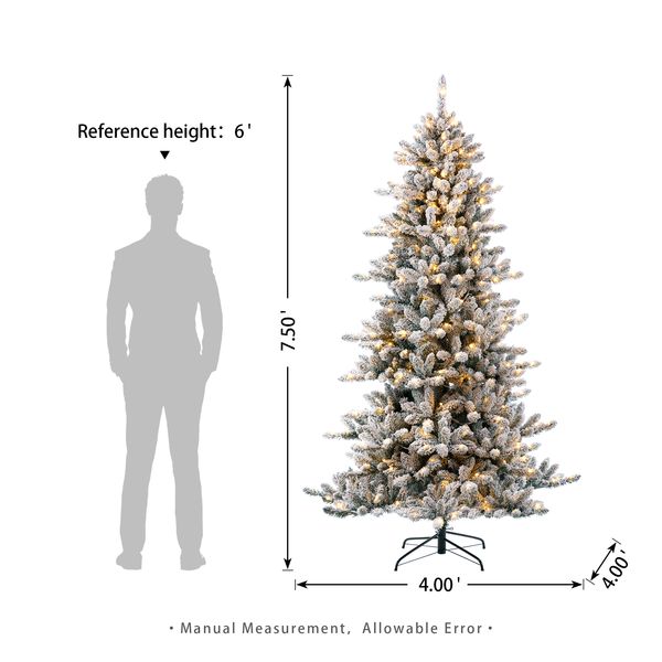 7.5ft Pre-Lit Snow Flocked Fir Artificial Christmas Tree with 400 Warm White Lights