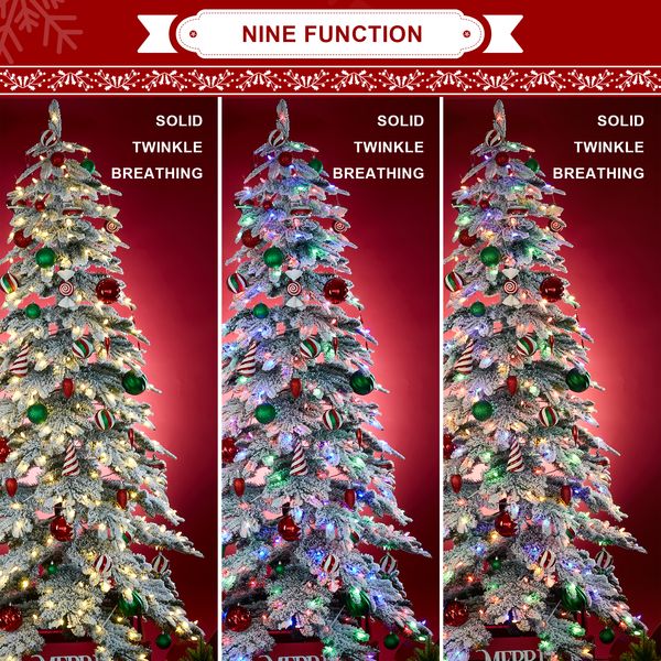 7.5ft Pre-Lit Rotating Spruce Artificial Christmas Tree with 400 Clear Lights, 9 Modes