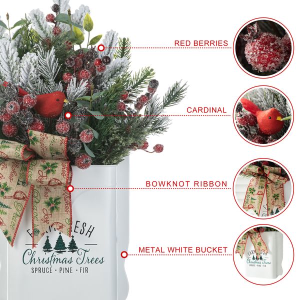 Mini Christmas Tabletoop/Wall Centerpiece, Artificial Potted Christmas Tree with Christmas Ornaments