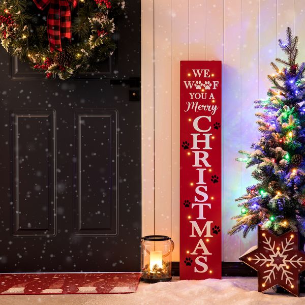 42''H Wooden Lighted "CHRISTMAS" Porch Sign with Timer