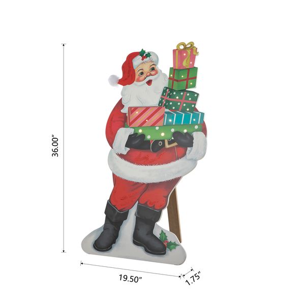 36"H Christmas Lighted Wooden Santa Gifts Porch Decor with Timer