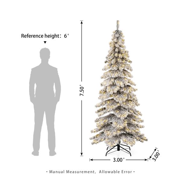 7.5ft Pre-Lit Flocked Layered Spruce Artificial Christmas Tree with 350 Warm White Lights