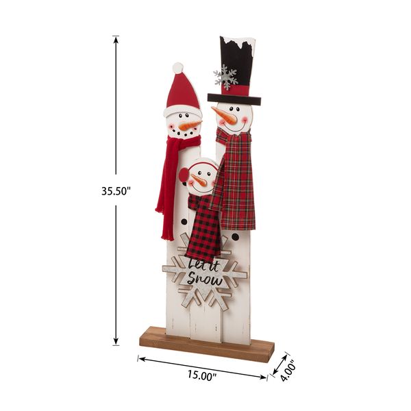 35"H Christmas Wooden Snowman Family Porch Decor