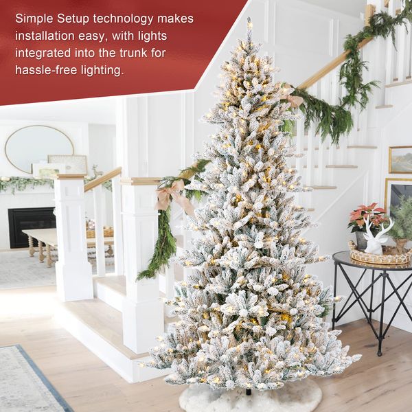 9ft Pre-Lit Snow Flocked Fir Artificial Christmas Tree with 650 Warm White Lights