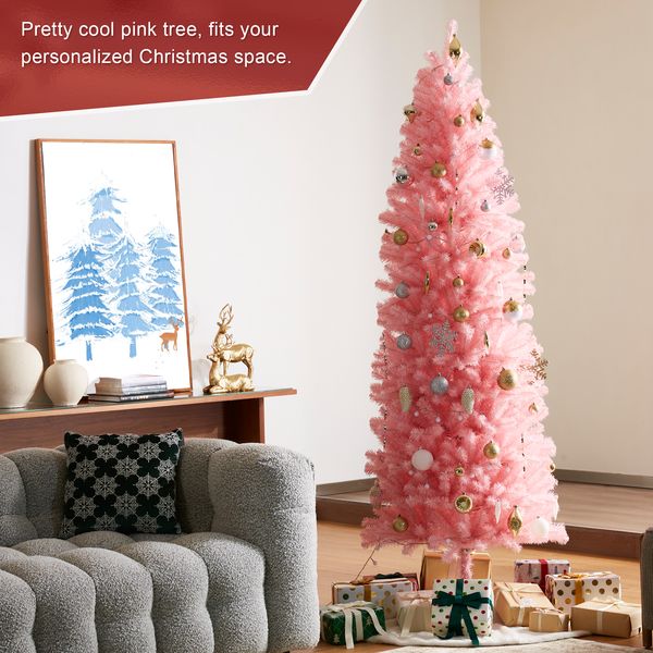 7.5ft Pencil Tinsel Artificial Christmas Tree