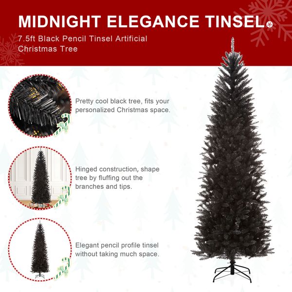 7.5ft Pencil Tinsel Artificial Christmas Tree