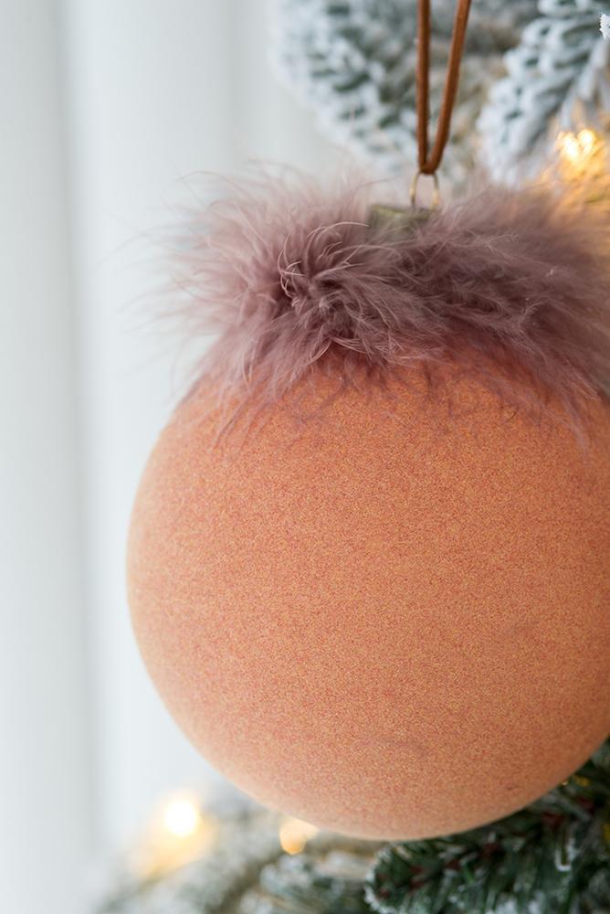 Peach and Mauve Christmas Ball Ornaments, Set of 4