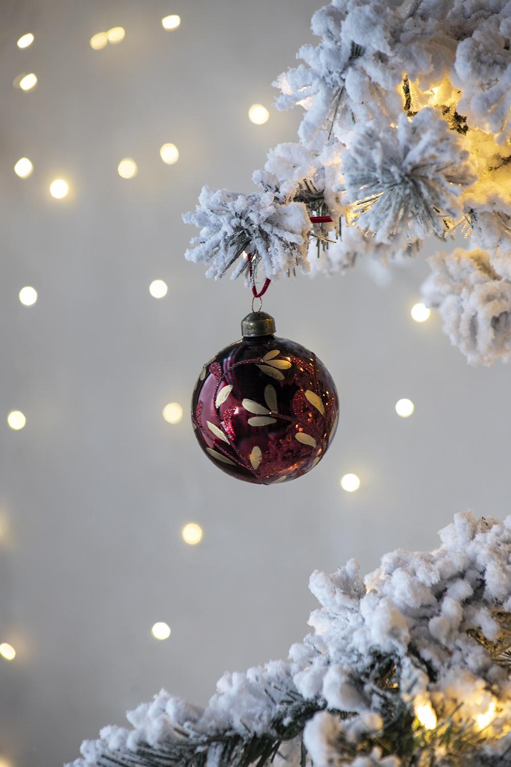 Red Glass Decorative Hanging Ball Christmas Tree Ornaments - Set of 12