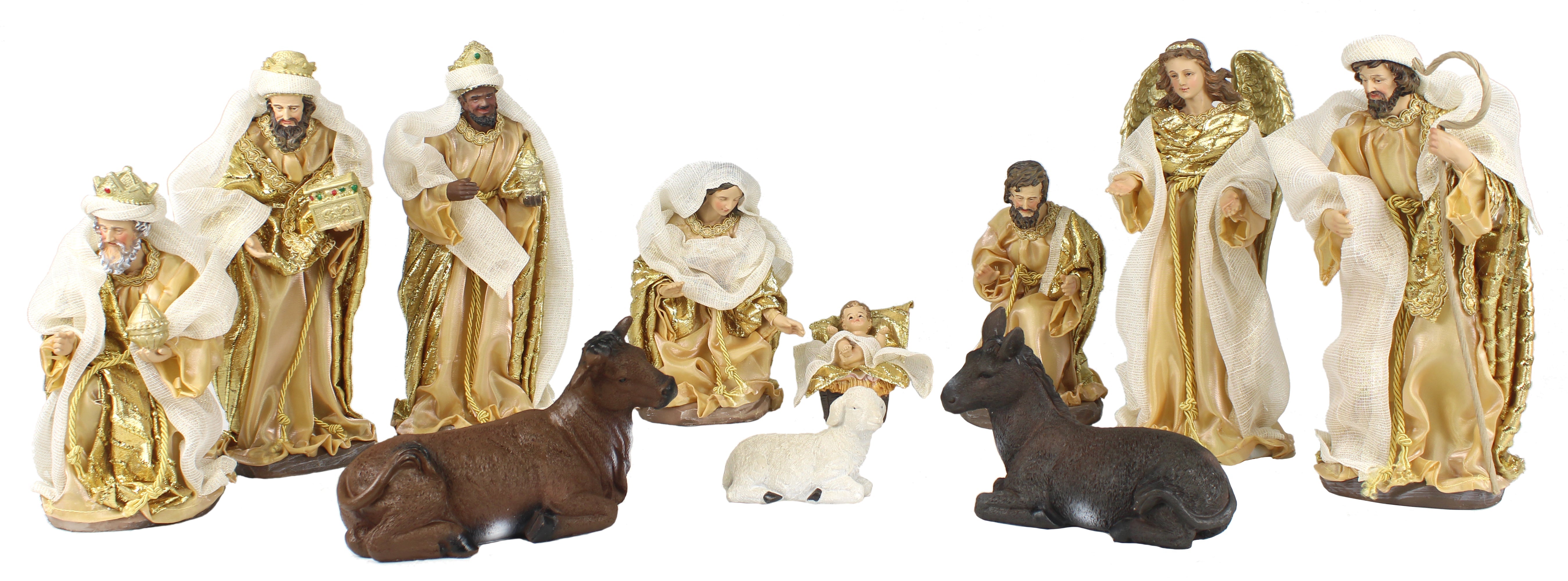 12" Hand painted Resin Nativity Scene - 3 Colors Available