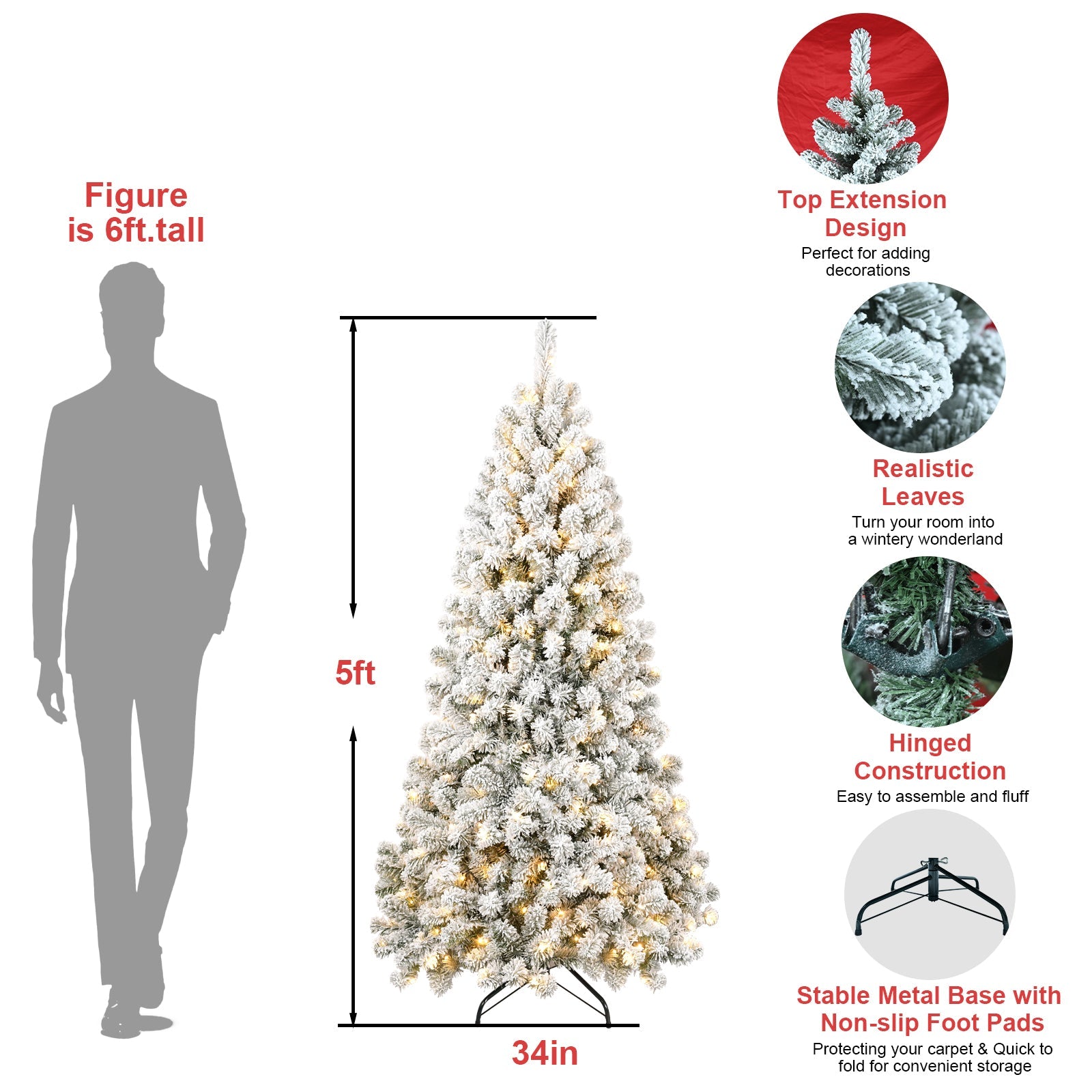 5FT PVC Memory Wire Christmas tree (With Light)