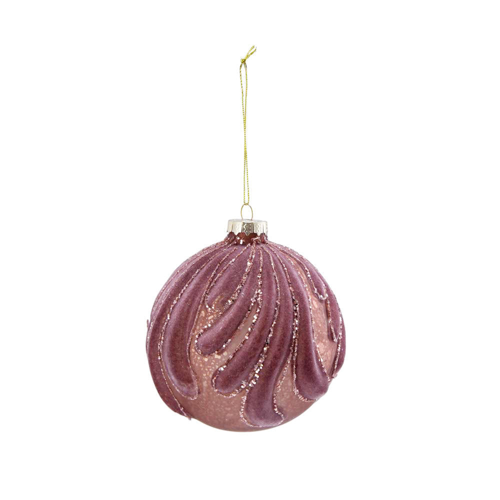 Purple with Glitter  Christmas Ball Ornaments, Set of 6