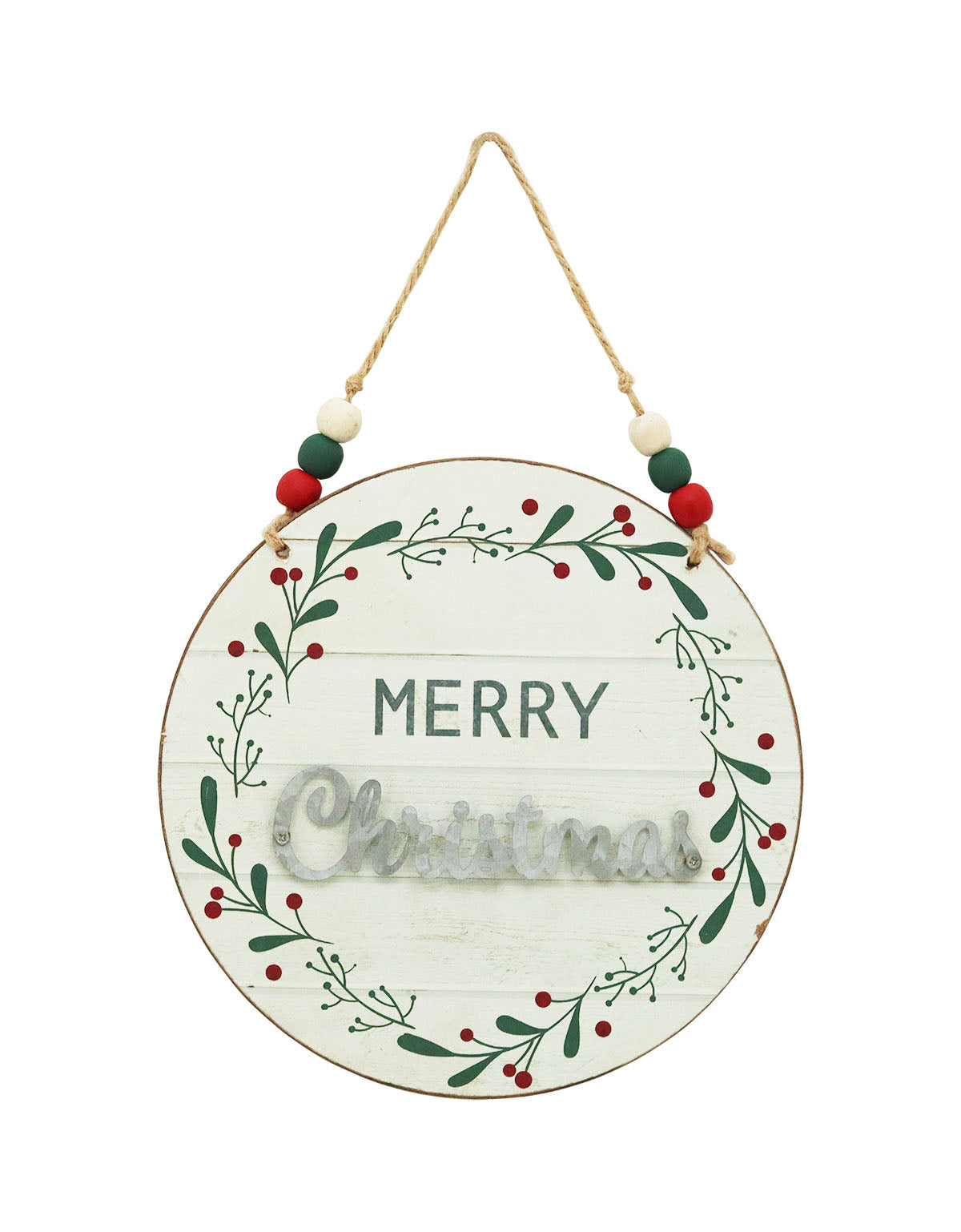 Merry Chirstmas Wood and Metal Round Wall Decor