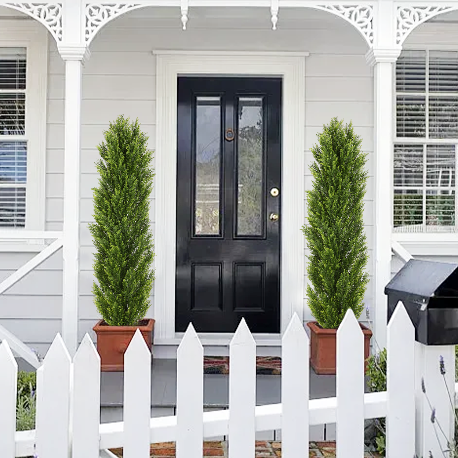 Faux Boxwood Pine Greenery Trees -Cedar Cypress Plants