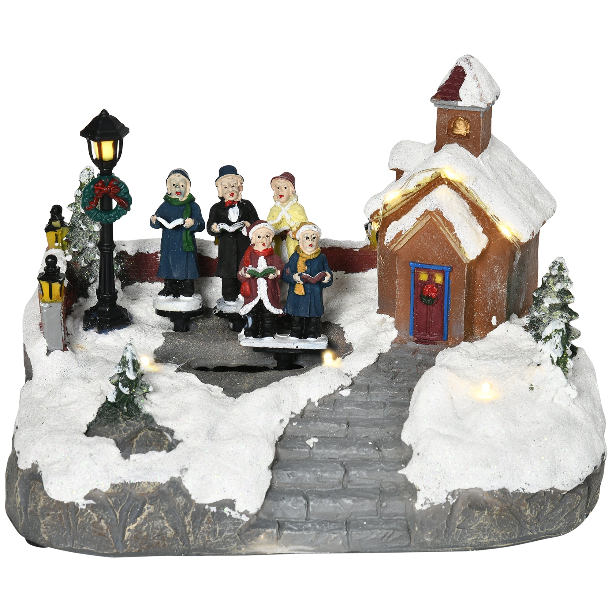 Christmas Village, Choir Animated Winter Wonderland Set with Multicolored LED Light, Battery Operated