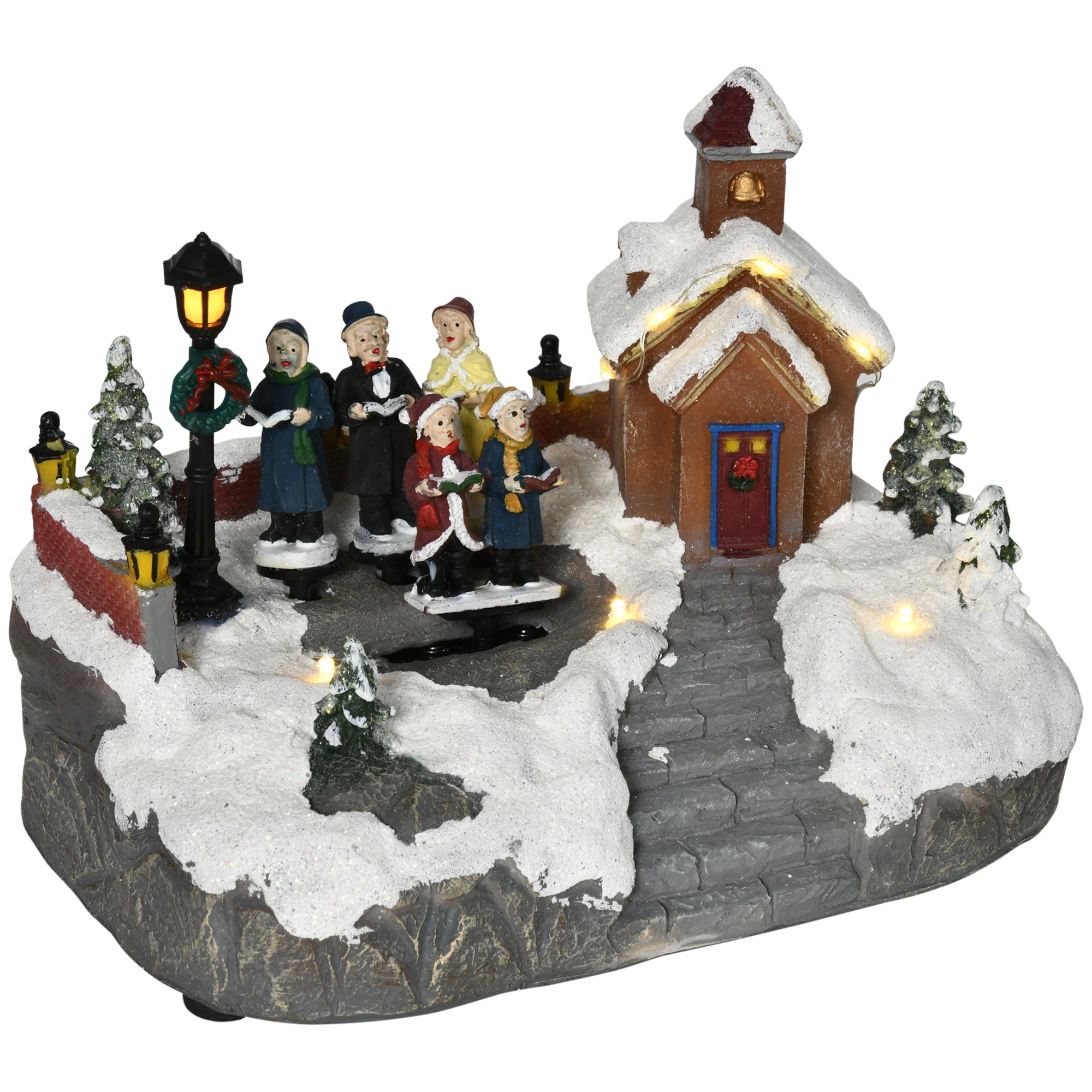 Christmas Village, Choir Animated Winter Wonderland Set with Multicolored LED Light, Battery Operated